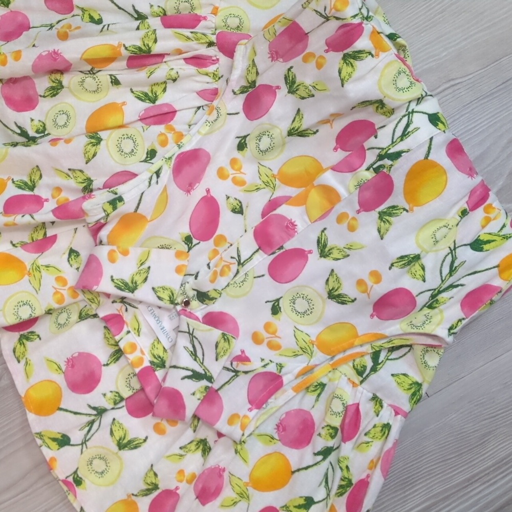 Cynthia Rowley 2 Fruit Kiwi Dress Sleeveless Pink Orange White Collar Button Up - Picture 16 of 16